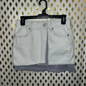Zara grey denim mini skirt layered crossover design with a contrasting gray Y2K thumbnail 4