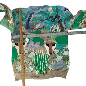 MABEL’S Colorful Sweater Crew Neck Pastel Animals Scenic Novelty Top VINTAGE 80s thumbnail 5