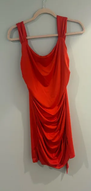 Red Draped Sleeveless Women’s Dress Size M thumbnail 1