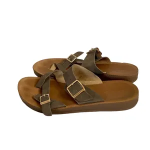Top Moda Pleather Double Buckle Slip-On Footbed Slides thumbnail 2