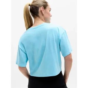 Athleta S True Cotton Crop Tee Aqua Blue Small Regular thumbnail 5