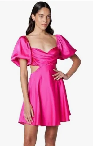 ASTR the Label Clarita mini dress puff sleeve cut out cocktail wedding guest M thumbnail 1
