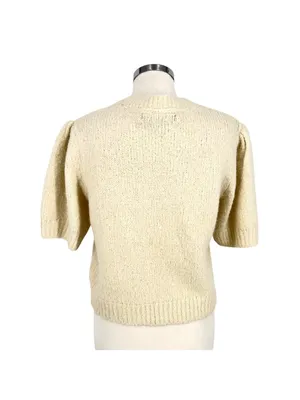 Vero Moda Puff Sleeve Cream Sweater Size Large Light Academia Cottagecore thumbnail 6