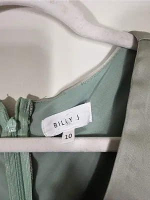 Billy J Amara Maxi Dress Satin Sage Green Olive Size 10 thumbnail 6