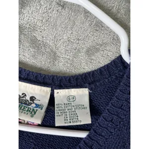 Vintage Navy Floral Embroidered Sweater Vest Cottagecore Cozy Chic Grandmacore S thumbnail 6