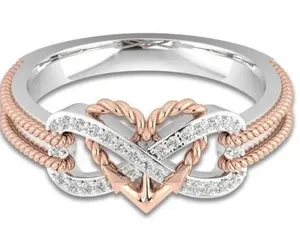 Beautiful Rose Gold and Stainless Steel Ladies Ring Size 7 thumbnail 1
