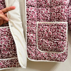 Quilted Rain‎ Puffer Jacket Womens Small Cropped Dainty Floral Spring Bloomcore thumbnail 12