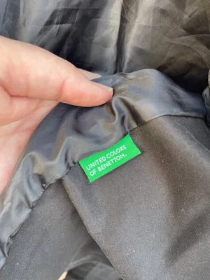 Y2K United Colors of Benetton Black Trench Coat M Minimalist Belted Jacket thumbnail 4