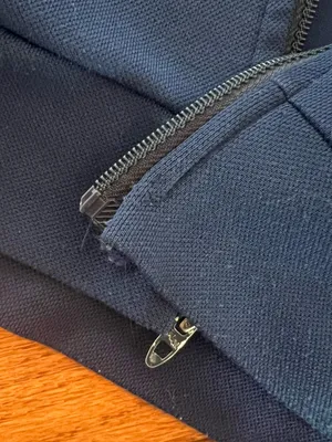 Source Unknown 90s vintage Navy Full-Zip Track Athletic Jacket with Light Blue Stripe thumbnail 3