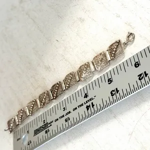 Vintage Silver Tone Filigree Panel Link Bracelet thumbnail 5