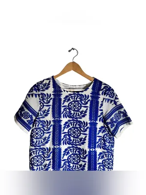Lulu's Fond of You Shift Dress Women's Small Blue Embroidered Mini Coastal Vacay thumbnail 3