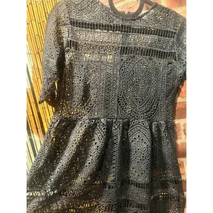 BRASS & ROE Black Romantic Gothic Eyelet Lace Midi Dress XS thumbnail 5