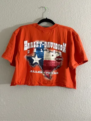 Harley Davidson Orange Eagle Cropped Graphic Tee Size L Dallas Texas Motorcycle thumbnail 6