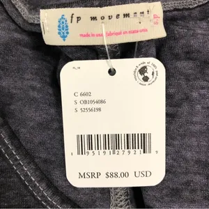Free People Movement Long Sleeved Blue Gray Tee Shirt Side Split New Small thumbnail 5
