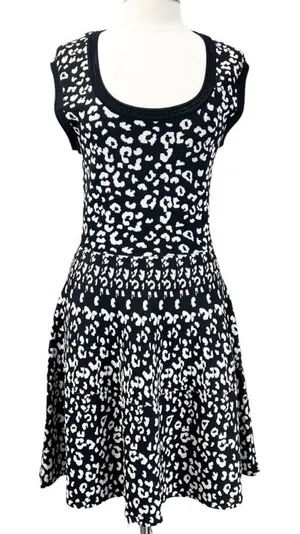 Rebecca Taylor Womens Knit Dress Large Leopard Animal Print Mob Wife Bold‎ Glam thumbnail 1