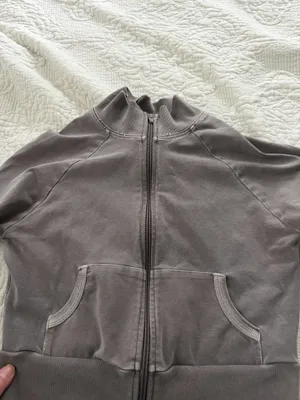 Skims brown boyfriend fleece track sweatshirt size medium thumbnail 3