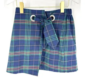 Wild Fable Navy Blue Plaid Tie Waist Wrap Mini Skirt Small thumbnail 1
