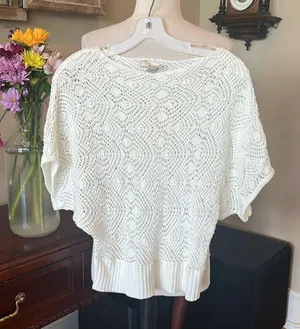 Forever 21 Off White Crochet Lace Sweater thumbnail 3