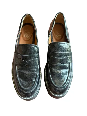 Franco Sarto Black Patent Leather Lug Sole Penny Loafers Size 6 Preppy Chic thumbnail 5
