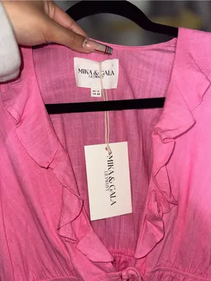 Mika & Gala Carnivale Pink Balloon Sleeve Ruffle Mini Dress Womens XS New NWT thumbnail 11