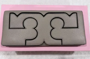 Tory Burch Miller Logo Folding Serif Clutch in French Gray - NWOT thumbnail 1