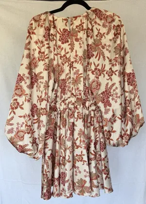 NWT MISA Los Angeles Cream Floral Balloon Sleeve Mini Dress S thumbnail 5