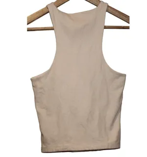 Women's Abercrombie & Fitch White Cotton Twisted Crop Top Tank Top Size Small S thumbnail 2