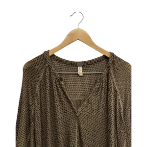 We The Free Knit Oversized Sweater Size Extra Small V‎ Neck Tan Black Slouchy thumbnail 3