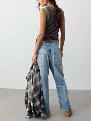NWT Free People We The Free Moxie Pull-On Barrel Jeans - Truest Blue - 26 thumbnail 9