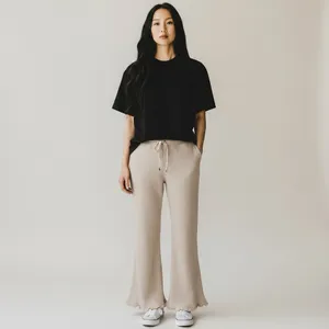 For Days Cotton Cream Ribbed loungewear comfort casual minimalist Pants thumbnail 2