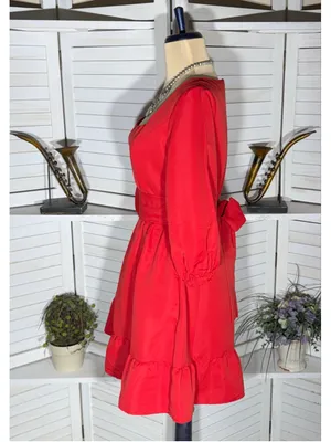 NWT peasant dress 3/4 ballooned sleeves ruffled homecoming cocktail Holiday sz S thumbnail 4