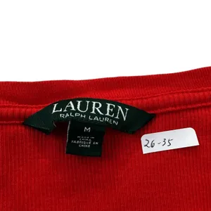 Ralph Lauren Orange Ribbed Lace Up Shirt Women's Size Medium | 26-35 thumbnail 3