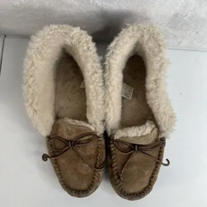 UGG Sz 8 Alena Moccasin‎ Slippers 1004806 Shearling Chestnut Suede Bootie Shoe thumbnail 6