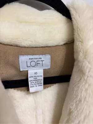 Vintage LOFT Faux Suede Fur Collar Lined Penny Lane Jacket - Size 10 thumbnail 3