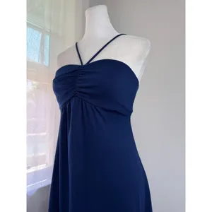 Vintage ‘80s Navy Blue Sleeveless Spaghetti Strap Maxi Dress thumbnail 3