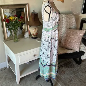 Mantaray white boho novelty monkey pineapple floral sleeveless maxi dress 14​ thumbnail 8