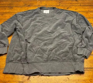 Aerie Womens‎ Gray Terry Cloth Oversized Sweatshirt Crewneck Exposed Seam Medium thumbnail 1