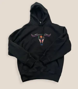 Head Kings Sportswear heavyweight Black Rainbow Embroidered Bulls Western Hoodie thumbnail 1