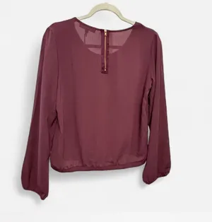 ✨ NWT Olive + Oak Iced Plum Long Sleeve Blouse Top Elastic Hem Back Zip (Size L) ✨ thumbnail 5