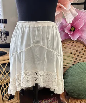 NWT Free People Intimately Midnight Muse Sugar Swizzle Lace Trim Mini Slip Skirt thumbnail 1