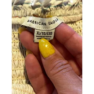 American Eagle‎ Striped Smocked Tiered Midi Dress Boho Cotton White Multi Sz XL thumbnail 5