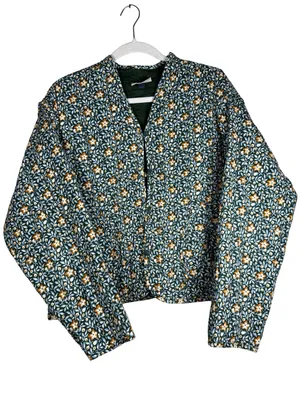 Quilted Floral Jacket Cropped Sz XXL Fall, Autumn, Cottagcore Boho, Cozy thumbnail 1
