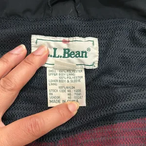 L.L. Bean Rain Jacket Womens Red Black Colorblock‎ Hooded Mesh Lined Large thumbnail 4