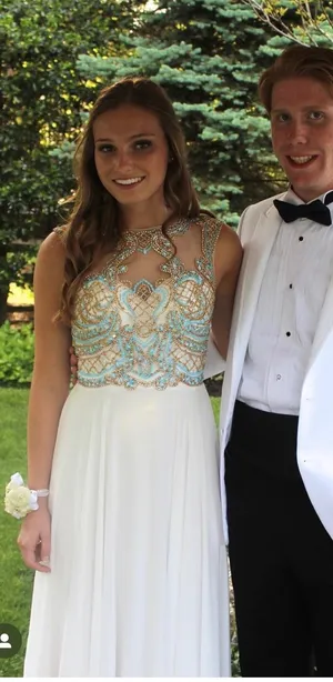 Sherri Hill White Beaded Maxi Dress thumbnail 4