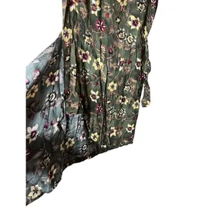 Vintage Tickets 90s Green Floral Print Wrap Dress‎ Size 5/6 thumbnail 4