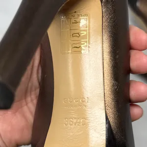GUCCI Vintage Y2K Hollywood Horsebit Metallic Leather Platform Pump Heels Bronze thumbnail 13