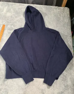 Maeve Anthropologie knit Navy Blue hooded sweater thumbnail 1
