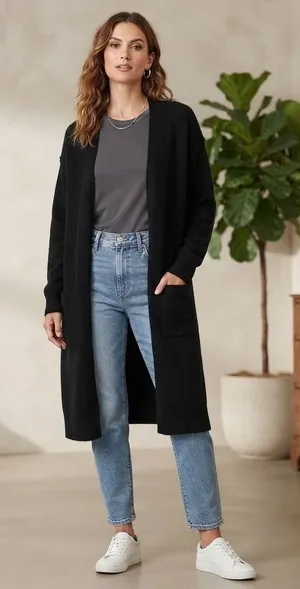 by Anthropologie Black Open Front Cardigan Sweater Knit‎ Cozy Small S thumbnail 1