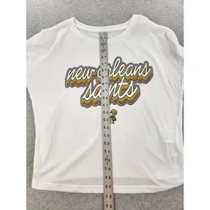 National Football League Women's Small New Orleans Saints Striped Retro‎ Football Long Sleeve T-Shirt thumbnail 7