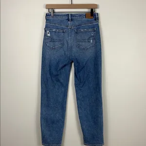 American Eagle Mom Straight Leg Jeans Stretch Women’s Size 2 Blue Denim thumbnail 7